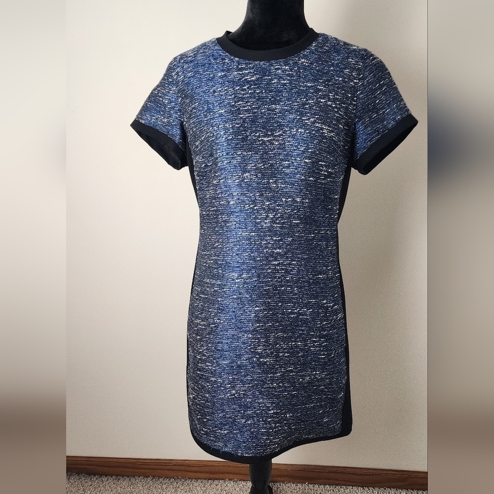 Madewell Women's Shimmer Weave Blue Tweed Shift Dress Size S.